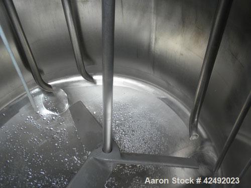 Used Tank, 80 Gallon, 304 Stainless Steel, Vertical. 30" Diameter x 24" straight side. Open top with a 2 piece cover, 1/2 bolt on, 1/2 clamp, dished bottom. Off center top entering Lightnin air opera...