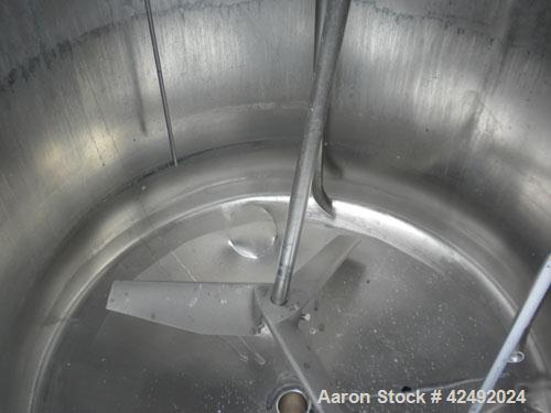 Used Tank, 80 Gallon, 304 Stainless Steel, Vertical. 30" Diameter x 24" straight side. Open top with a 2 piece cover, 1/2 bolt on, 1/2 clamp, dished bottom. Off center top entering Lightnin air opera...