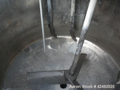 Used Tank, 80 Gallon, 304 Stainless Steel, Vertical. 30" Diameter x 24" straight side. Open top with a 2 piece cover, 1/2 bolt on, 1/2 clamp, dished bottom. Off center top entering Lightnin air opera...