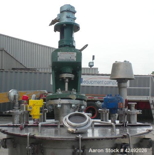 Used Tank, 80 Gallon, 304 Stainless Steel, Vertical. 30" Diameter x 24" straight side. Open top with a 2 piece cover, 1/2 bolt on, 1/2 clamp, dished bottom. Off center top entering Lightnin air opera...