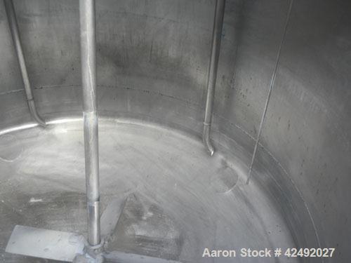 Used Tank, 250 Gallon, 304 Stainless Steel, Vertical. 48" Diameter x 28" straight side. Open top with a 2 piece cover, 1/2 bolt on, 1/2 clamp, dished bottom. Off center top entering Lightnin air oper...