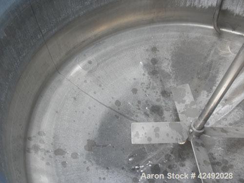 Used Tank, 250 Gallon, 304 Stainless Steel, Vertical. 48" Diameter x 28" straight side. Open top with a 2 piece cover, 1/2 bolt on, 1/2 clamp, dished bottom. Off center top entering Lightnin air oper...