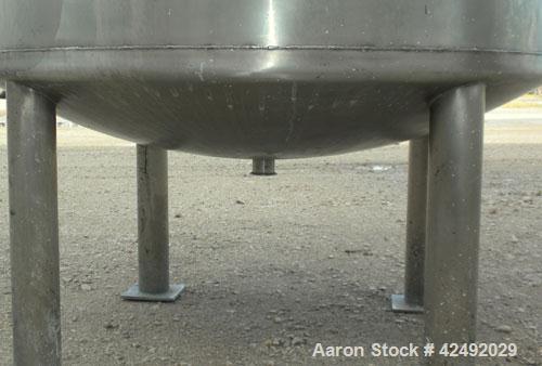 Used Tank, 250 Gallon, 304 Stainless Steel, Vertical. 48" Diameter x 28" straight side. Open top with a 2 piece cover, 1/2 bolt on, 1/2 clamp, dished bottom. Off center top entering Lightnin air oper...