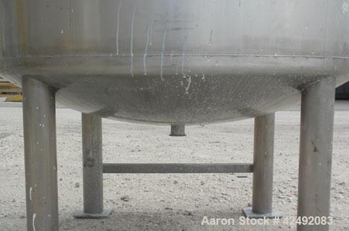 Used Tank, 440 Gallon, 304 Stainless Steel, Vertical. 48" Diameter x 52" straight side, dished top and bottom. Openings: top 1-1/2" tri-clamp, (5) 2" tri-clamp, 12" manway with a 4" tri-clamp in the ...