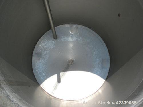 Used Tank, Approximately 450 Gallon, 304 Stainless Steel, Vertical. 45" Diameter x 60" straight side, open top, no cover, slight cone bottom. 3" Sanitary center bottom outlet. Approximate 13" dischar...