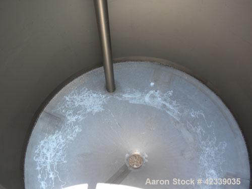Used Tank, Approximately 450 Gallon, 304 Stainless Steel, Vertical. 45" Diameter x 60" straight side, open top, no cover, slight cone bottom. 3" Sanitary center bottom outlet. Approximate 13" dischar...