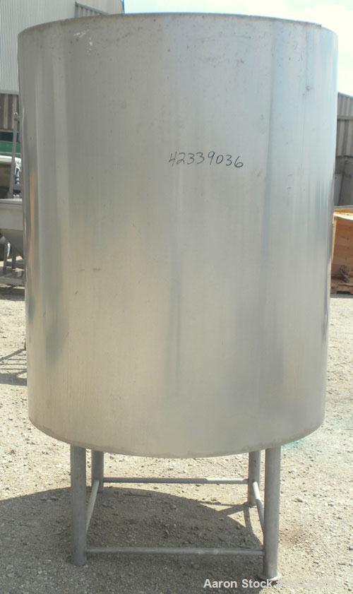 Used Tank, Approximately 450 Gallon, 304 Stainless Steel, Insulated, Vertical. 45" Diameter x 60" straight side, open top, no cover, slight cone bottom. 3" Sanitary center bottom outlet. Approximate ...
