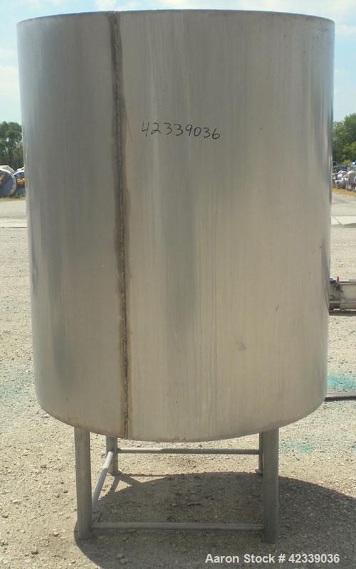 Used Tank, Approximately 450 Gallon, 304 Stainless Steel, Insulated, Vertical. 45" Diameter x 60" straight side, open top, no cover, slight cone bottom. 3" Sanitary center bottom outlet. Approximate ...