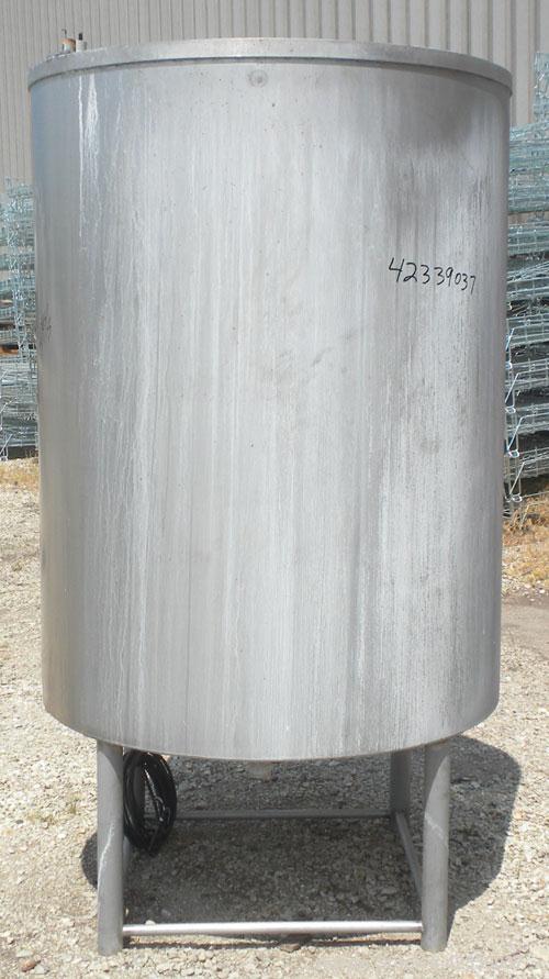 Used- Tank, Approximate 450 Gallon, 304 Stainless Steel, Vertical. 45" Diameter x 60" straight side, open top, no cover, sli...