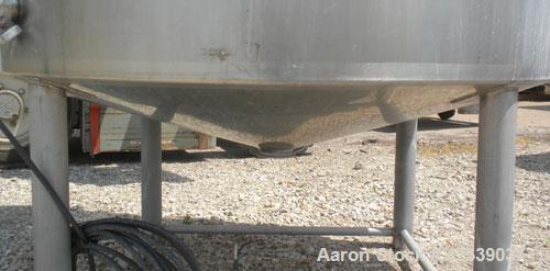 Used Tank, Approximate 450 Gallon, 304 Stainless Steel, Vertical. 45" Diameter x 60" straight side, open top, no cover, slight cone bottom. 3" Sanitary center bottom outlet. Approximate 13" discharge...