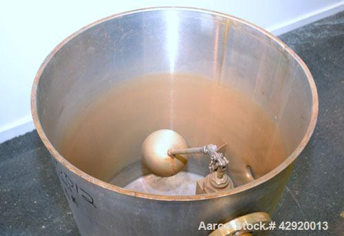 Tank, 65 Gallon, 304 Stainless Steel, Vertical. 24-1/2’’ Diameter x 33’’ straight side. Flat open top with a 1 piece cover, sloped bottom. Openings side 2’’, 2-1/2’’ tri-clamp, 3’’ side bottom outlet...