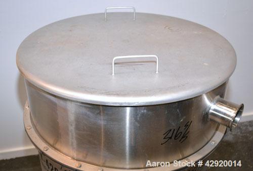 Used Tank, 110 Gallon, 304 Stainless Steel, Vertical. 30’’ Diameter x 36’’ straight side. Flat open top with a 1 piece cover, sloped bottom. Top bolt on 10’’ 316 stainless steel extension with a 3’’ ...