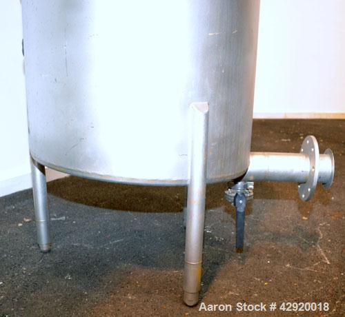 Used Tank, 110 Gallon, 304 Stainless Steel, Vertical. 30 Diameter x 36 straight side. Flat open top with a 1 piece cover, sloped bottom. Openings side 2 tri-clamp, 3 tri-clamp, 4 tri-clamp, 4 side bo...