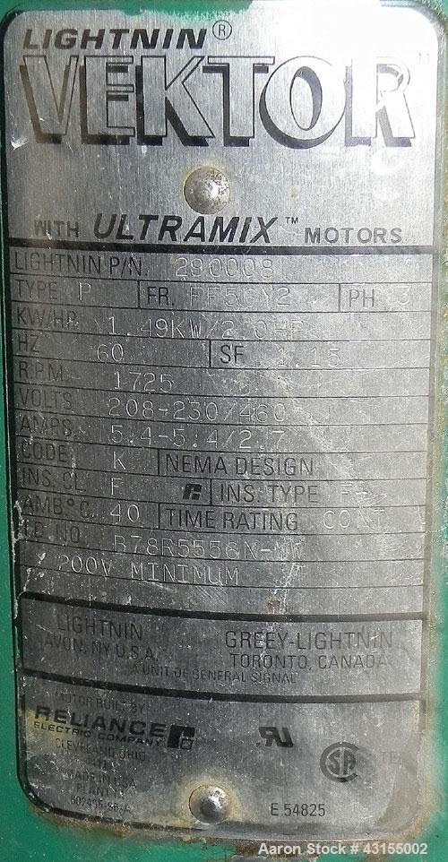 Used Tank, 275 Gallon, 304 Stainless Steel, Vertical. Approximate 44-3/4" diameter x 40" straight side, open top, no cover, coned bottom. Welded stainless steel agitator bridge. Top mounted Lightnin ...