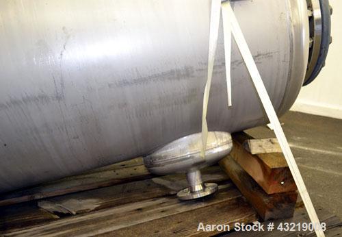 Used Inox-Maurer AG Tank, 760 Liter (200 Gallon), 316L Stainless Steel, Horizontal. Approximate 31” diameter x 51” straight side, dished ends. Internal rated -1/2 bar (-14.50/29 psi) at 120 degrees C...