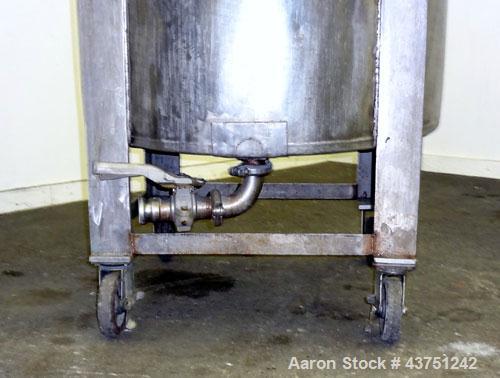 Used Tank, 100 Gallon, 304 Stainless Steel, Vertical. 30" Diameter x 34" straight side. Dished bolt-on top with an 8" hand hole with cover, 2" sloped bottom. 2" Tri-clamp off center bottom outlet. Mo...
