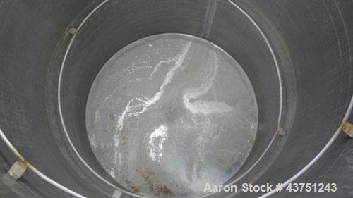 Used Tank, 200 Gallon, 316 Stainless Steel, Vertical.  Approximately 38" diameter x 47" straight side.  Open top with a 1 piece cover, 1/2" sloped bottom. 2-1/4" Side bottom outlet.  Skirt mounted wi...