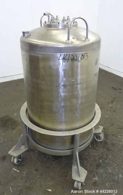 Used- Tank, 50 Gallon (189 Liter), 316 Stainless Steel, Vertical. Approximate 24" diameter x 30" straight side, dished top a...