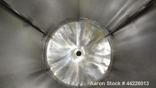 Used Tank, 50 Gallon (189 Liter), 316 Stainless Steel, Vertical. Approximate 24" diameter x 30" straight side, dished top and bottom. (3) Sidewall baffles. Openings top 1-1/2", 8". 2" Center bottom o...