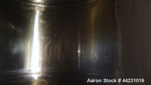 Used Tank, 450 Gallon, 304 Stainless Steel, Vertical. Approximate 60” diameter x 36” straight side, dished top and bottom. Top tangential inlet, top entering spray ball. Side 19” dameter man way with...