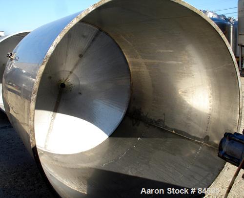 Used Tank, 350 Gallon, 304 Stainless Steel, Vertical. 44" diameter x 47" straight side. Open top, no cover, coned bottom. 2" tri-clamp center bottom outlet. No legs.