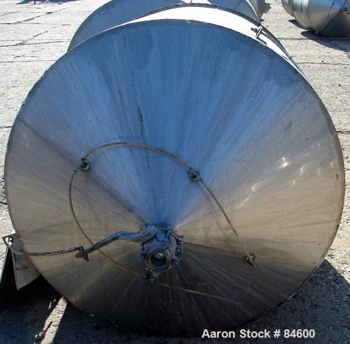 Used Tank, 350 Gallon, 304 Stainless Steel, Vertical. 44" diameter x 47" straight side. Open top, no cover, coned bottom. 2" tri-clamp center bottom outlet. No legs.