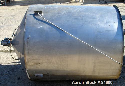 Used Tank, 350 Gallon, 304 Stainless Steel, Vertical. 44" diameter x 47" straight side. Open top, no cover, coned bottom. 2" tri-clamp center bottom outlet. No legs.