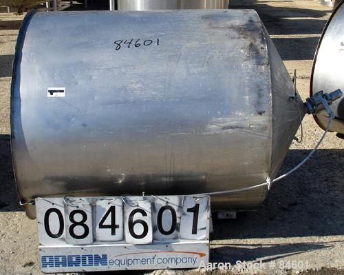 Used Tank, 350 Gallon, 304 Stainless Steel, Vertical. 44" diameter x 47" straight side. Open top, no cover, coned bottom. 2" tri-clamp center bottom outlet. No legs.