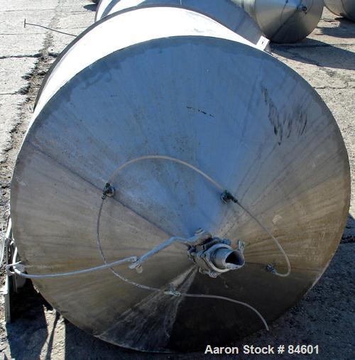 Used Tank, 350 Gallon, 304 Stainless Steel, Vertical. 44" diameter x 47" straight side. Open top, no cover, coned bottom. 2" tri-clamp center bottom outlet. No legs.