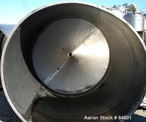 Used Tank, 350 Gallon, 304 Stainless Steel, Vertical. 44" diameter x 47" straight side. Open top, no cover, coned bottom. 2" tri-clamp center bottom outlet. No legs.