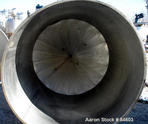 Used Tank, 350 Gallon, 304 Stainless Steel, Vertical. 44" diameter x 47" straight side. Open top, no cover, coned bottom. 2" tri-clamp center bottom outlet. No legs.