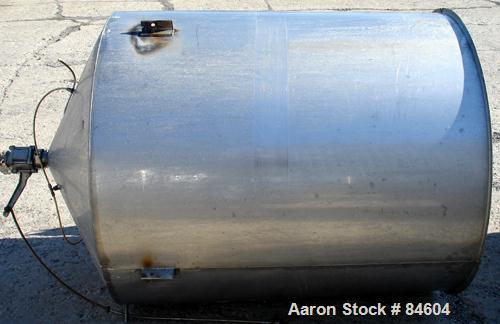 Used Tank, 350 Gallon, 304 Stainless Steel, Vertical. 44" diameter x 47" straight side. Open top, no cover, coned bottom. 2" tri-clamp center bottom outlet. No legs.