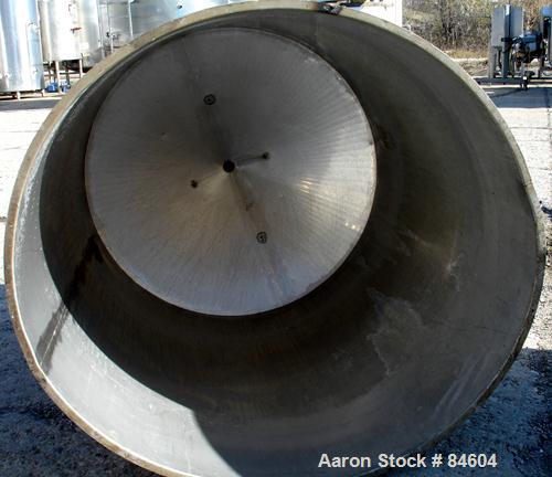 Used Tank, 350 Gallon, 304 Stainless Steel, Vertical. 44" diameter x 47" straight side. Open top, no cover, coned bottom. 2" tri-clamp center bottom outlet. No legs.