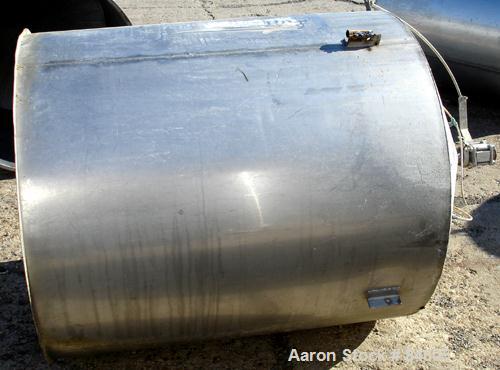 Used Tank, 350 Gallon, 304 Stainless Steel, Vertical. 44" diameter x 47" straight side. Open top, no cover, coned bottom. 2" tri-clamp center bottom outlet. No legs.