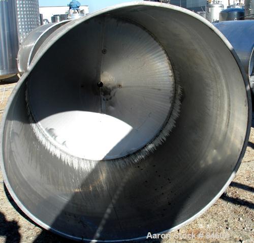 Used- Tank, 350 Gallon, 304 Stainless Steel, Vertical. 44" diameter x 47" straight side. Open top, no cover, coned bottom. 2...