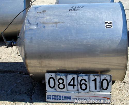 Used Tank, 350 Gallon, 304 Stainless Steel, Vertical. 44" diameter x 47" straight side. Open top, no cover, coned bottom. 2" tri-clamp center bottom outlet. No legs.