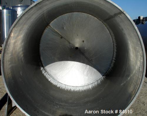 Used Tank, 350 Gallon, 304 Stainless Steel, Vertical. 44" diameter x 47" straight side. Open top, no cover, coned bottom. 2" tri-clamp center bottom outlet. No legs.