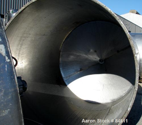 Used Tank, 350 Gallon, 304 Stainless Steel, Vertical. 44" diameter x 47" straight side. Open top, no cover, coned bottom. 2" tri-clamp center bottom outlet. No legs.