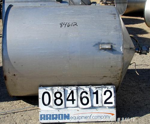 Used Tank, 350 Gallon, 304 Stainless Steel, Vertical. 44" diameter x 47" straight side. Open top, no cover, coned bottom. 2" tri-clamp center bottom outlet. No legs.