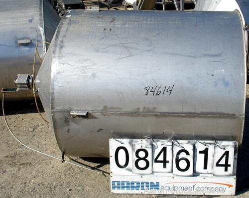 Used Tank, 350 Gallon, 304 Stainless Steel, Vertical. 44" diameter x 47" straight side. Open top, no cover, coned bottom. 2" tri-clamp center bottom outlet. No legs.