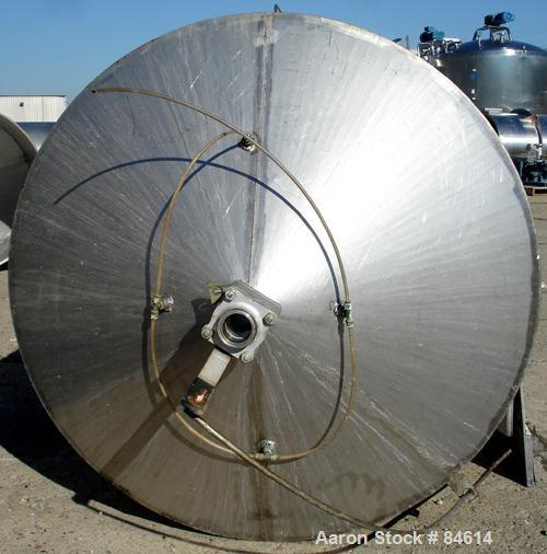 Used Tank, 350 Gallon, 304 Stainless Steel, Vertical. 44" diameter x 47" straight side. Open top, no cover, coned bottom. 2" tri-clamp center bottom outlet. No legs.