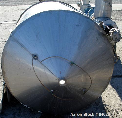 Used Tank, 350 Gallon, 304 Stainless Steel, Vertical. 44" diameter x 47" straight side. Open top, no cover, coned bottom. 2" tri-clamp center bottom outlet. No legs.