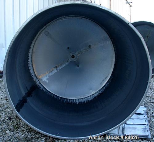 Used Tank, 350 Gallon, 304 Stainless Steel, Vertical. 44" diameter x 47" straight side. Open top, no cover, coned bottom. 2" tri-clamp center bottom outlet. No legs.