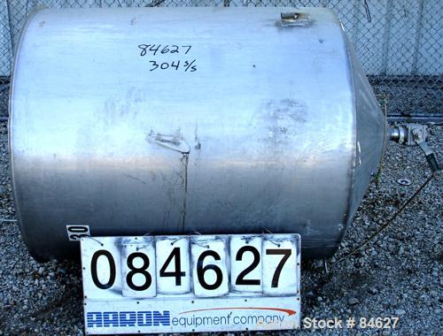 Used Tank, 350 Gallon, 304 Stainless Steel, Vertical. 44" diameter x 47" straight side. Open top, no cover, coned bottom. 2" tri-clamp center bottom outlet. No legs.