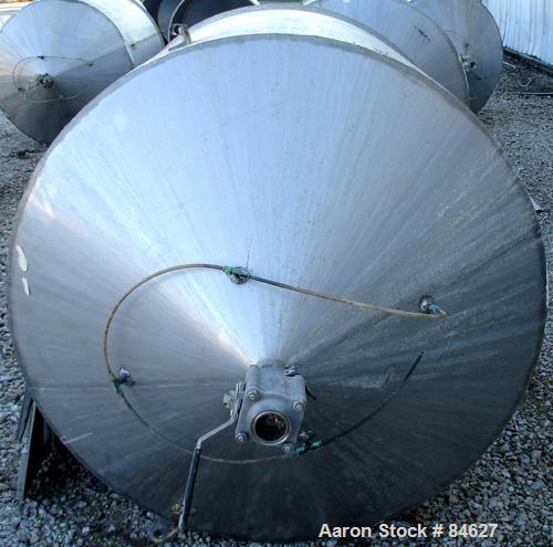Used Tank, 350 Gallon, 304 Stainless Steel, Vertical. 44" diameter x 47" straight side. Open top, no cover, coned bottom. 2" tri-clamp center bottom outlet. No legs.