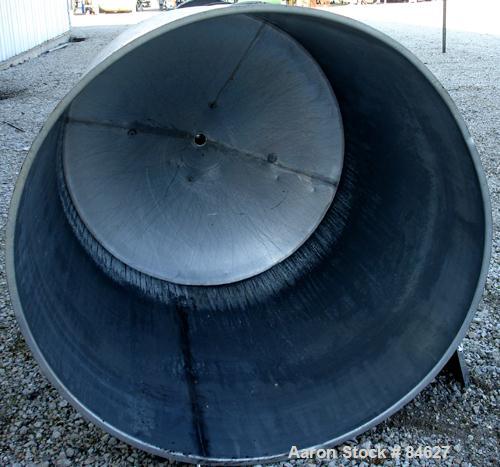 Used Tank, 350 Gallon, 304 Stainless Steel, Vertical. 44" diameter x 47" straight side. Open top, no cover, coned bottom. 2" tri-clamp center bottom outlet. No legs.