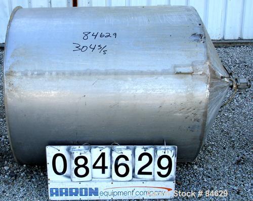 Used Tank, 350 Gallon, 304 Stainless Steel, Vertical. 44" diameter x 47" straight side. Open top, no cover, coned bottom. 2" tri-clamp center bottom outlet. No legs.