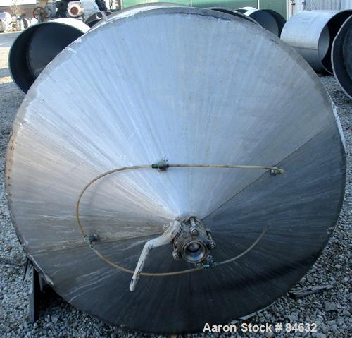 Used Tank, 350 Gallon, 304 Stainless Steel, Vertical. 44" diameter x 47" straight side. Open top, no cover, coned bottom. 2" tri-clamp center bottom outlet. No legs.