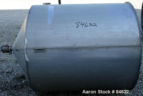Used Tank, 350 Gallon, 304 Stainless Steel, Vertical. 44" diameter x 47" straight side. Open top, no cover, coned bottom. 2" tri-clamp center bottom outlet. No legs.
