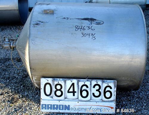 Used Tank, 350 Gallon, 304 Stainless Steel, Vertical. 44" diameter x 47" straight side. Open top, no cover, coned bottom. 2" tri-clamp center bottom outlet. No legs.